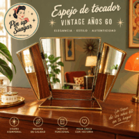 Espejo tríptico vintage mid century