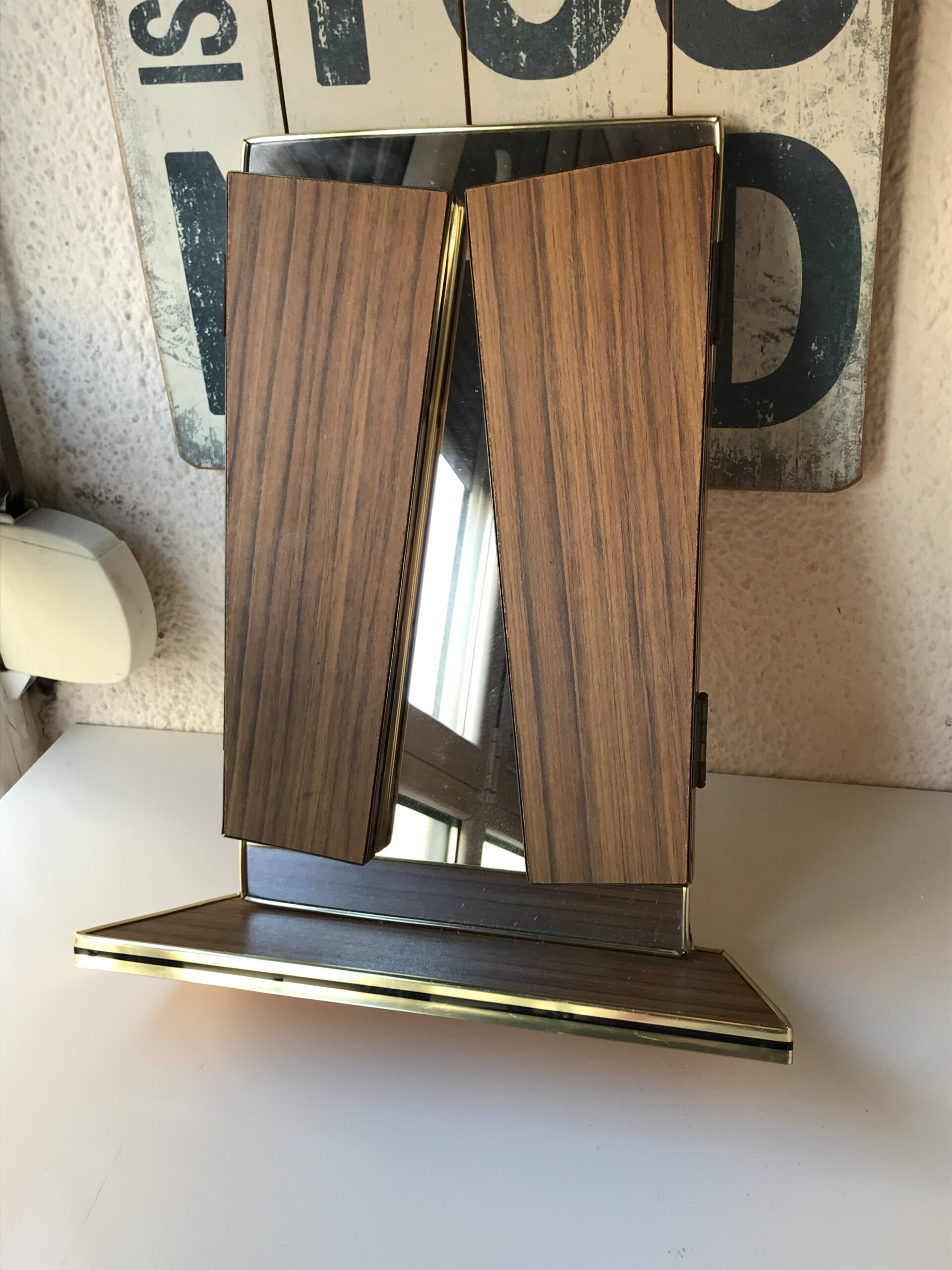 Espejo tríptico vintage mid century - Imagen 4